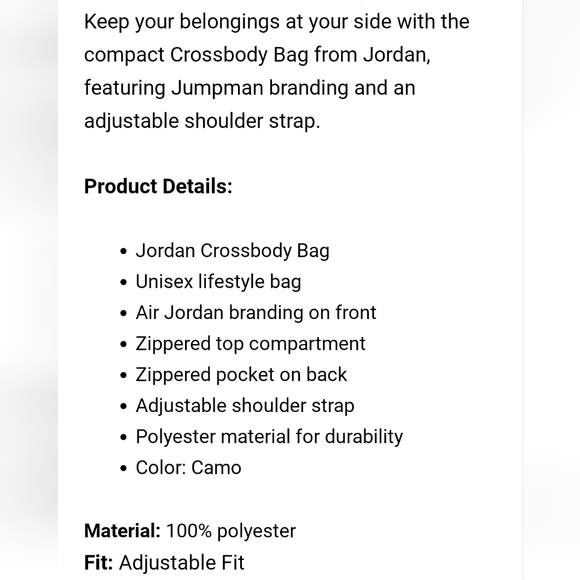 NWT Men's Jordan Crossbody Bag - Picture 7 of 7